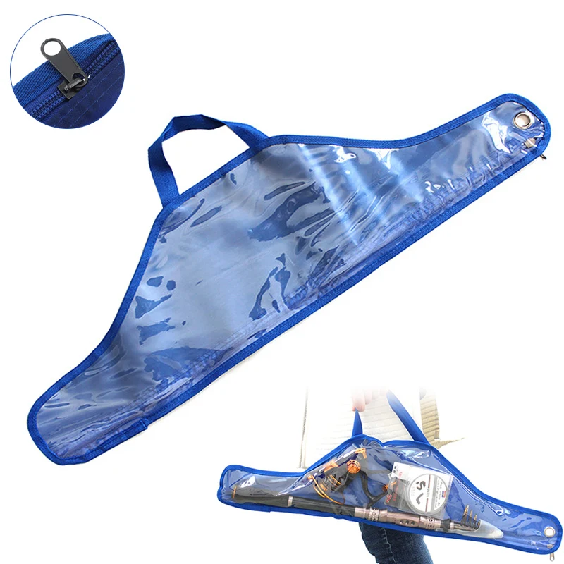 

68cm Convenient Blue Transparent Plastic Canvas Bag for Fishing Rod Reel Line and Other Fishing Gears Storage Bag
