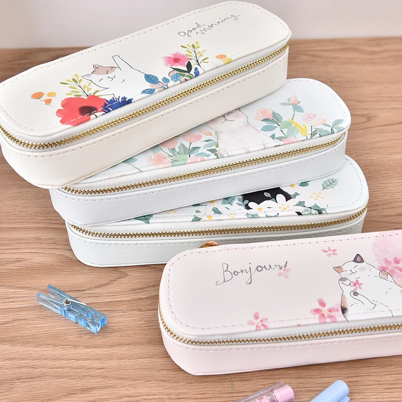 

Pu Leather Stationery Box Pencil Box Girl Creative Personality Junior High School Students Stationery Bag Pencil Bag Girl Boy