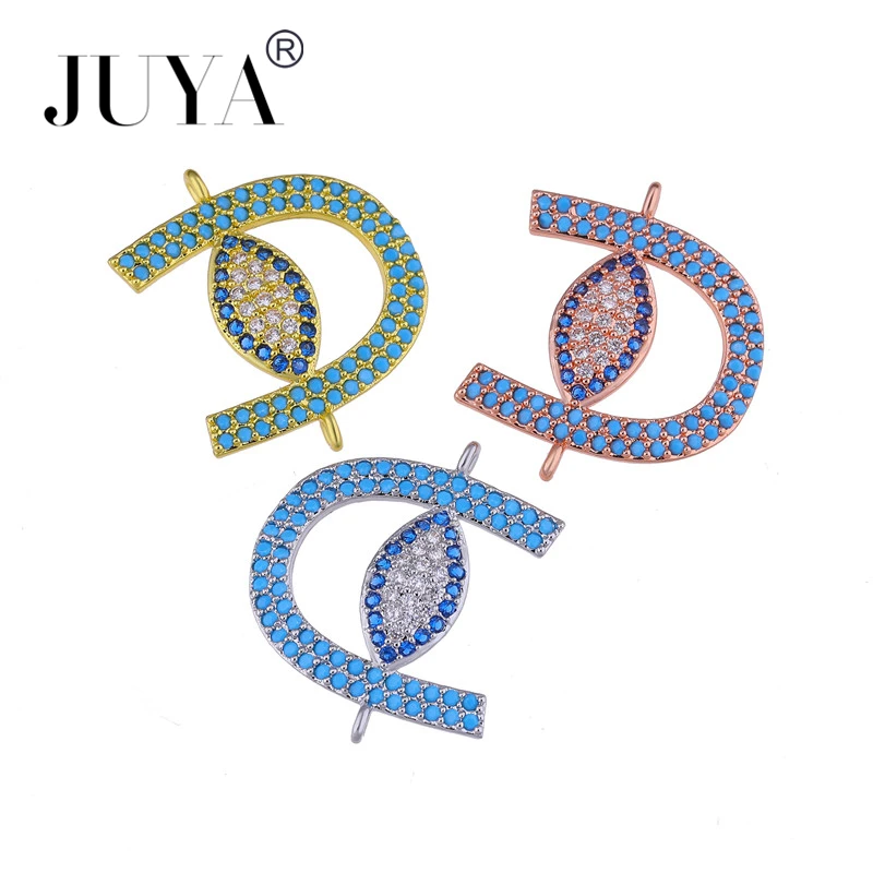 2018 NEW Design Blue Zircon Rhinestone Evil Eye Connector Charm Pendant For DIY Jewelry Making Fittings Accessories Parts | Украшения и