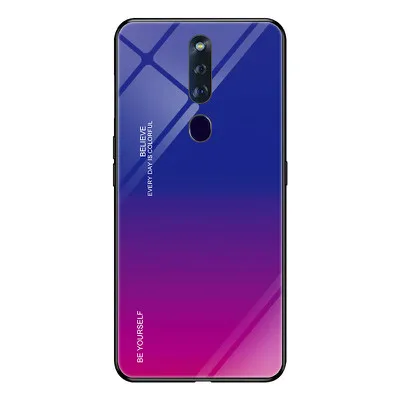 ForFor OPPO F11 Pro Чехол для телефона градиент закаленное стекло Жесткий Чехол Мягкий ТПУ Силиконовая Рамка Жесткий стекло задняя крышка для F11 Pro - Цвет: 4