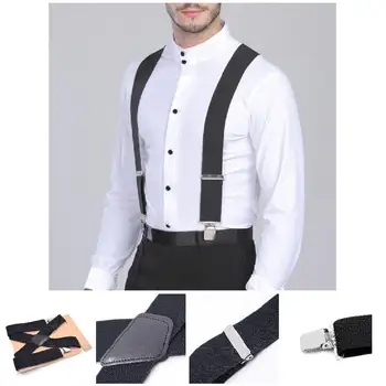 

2019 Hot 50mm Wide Elastic Adjustable Men Trouser Braces Suspenders X Shape with Strong Metal Clips MSK66