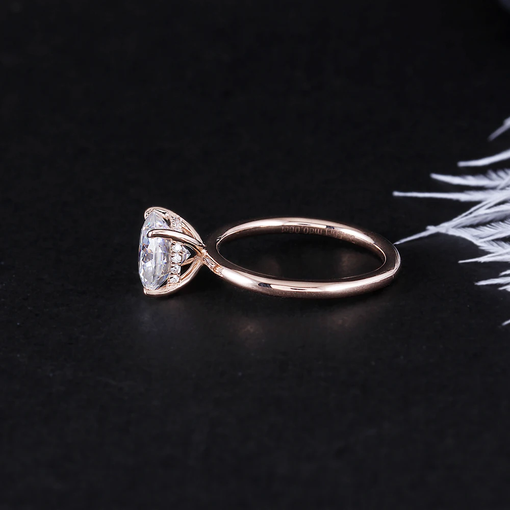 Transmems 14K 585 розовое/красное золото 1.5ct 7 мм F цветная Подушка разрезанный Муассанит алмазное обручальное кольцо для женщин с акцентами