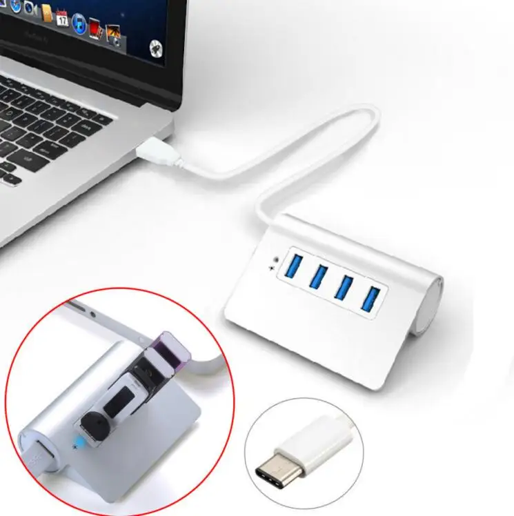 عالية السرعة 4 منافذ usb 3.0 محور usb الخائن محور الألومنيوم المحمولة كمبيوتر محمول جديد ل أبل ماك الهواء (لا إمدادات الطاقة الخارجية)