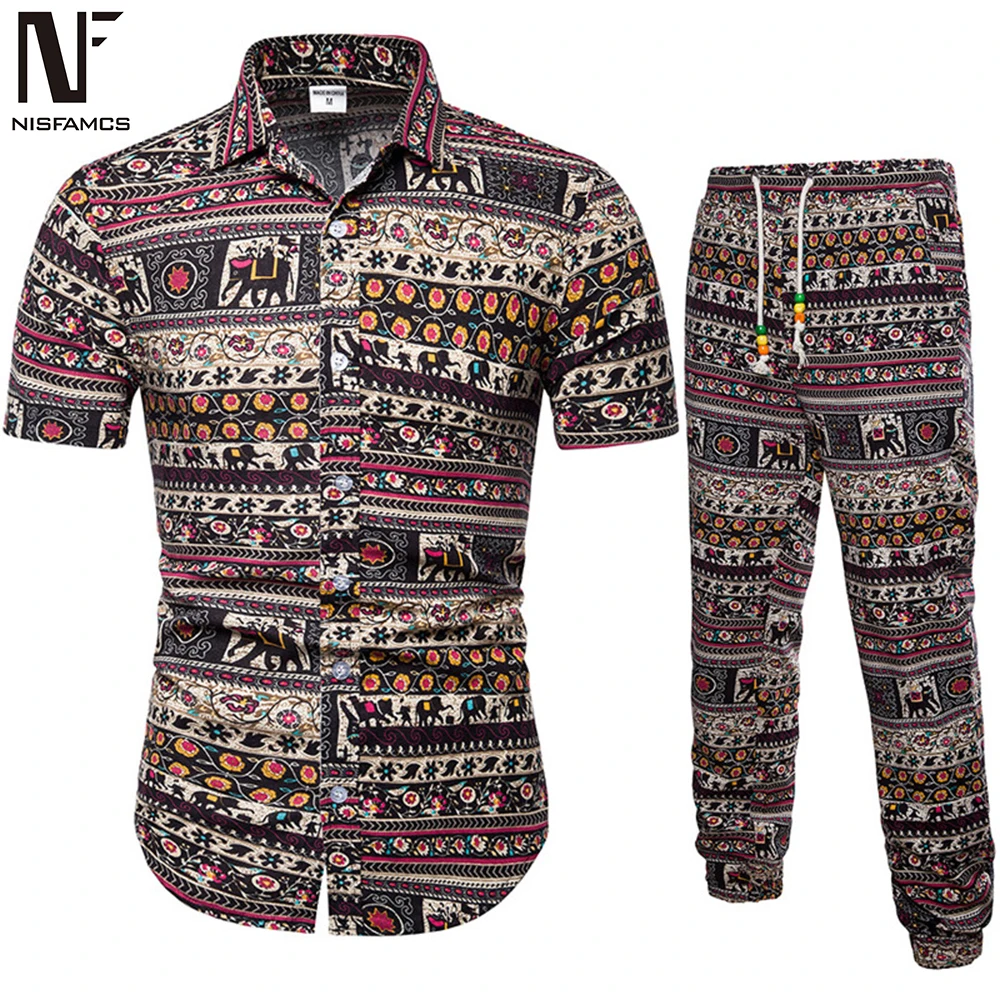 

Novelty Fitness Set Men Punk Rock Streetwear Suit Fitness Summer African Tracksuits Suit Harajuku Flowers Clothes Mens Vintage
