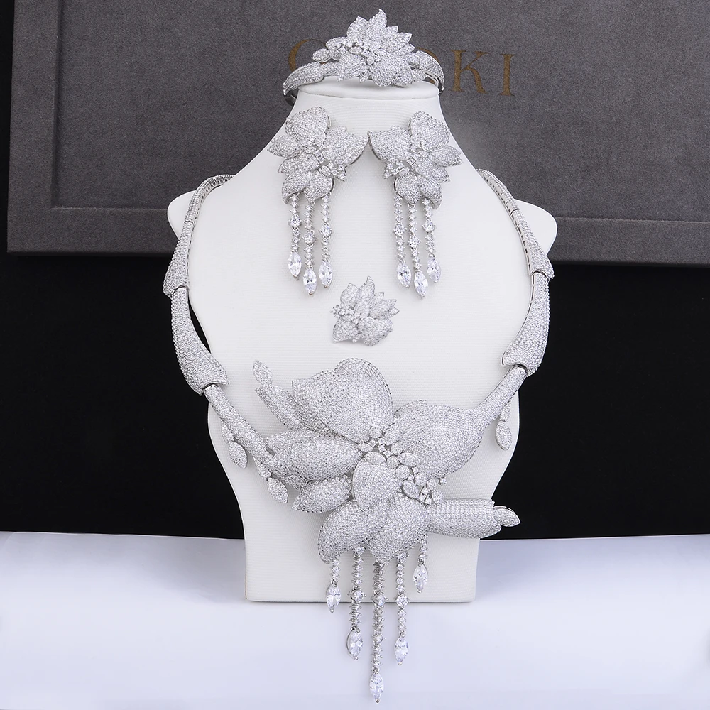 GODKI Newest Luxury Tassels African Necklace Earring Set Jewelry Sets For Women Wedding Zircon CZ Dubai Bridal jewelry Sets 2018