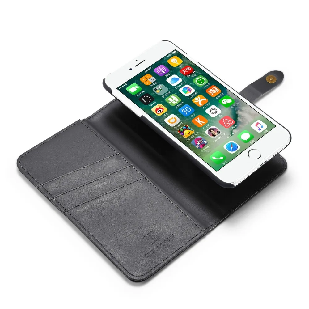 Для iPhone 8 Plus Чехол Съемный фолиант флип кожаный бумажник кошелек чехол телефона