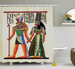 Египетский Душ шторы Papyrus древние исторические персонажи элементы здания Старый Ретро культуры книги по искусству ткань Ванная компле