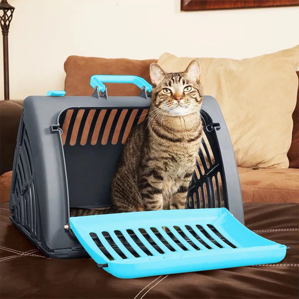 

Foldable Travel Cat Carrier Front Door Plastic Collapsible Carrier US Stock Cat Carrier Medium Sized Pets
