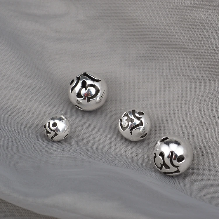 925 серебряные тибетские бусины OM, винтажные буддийские бусины OM, тайские серебряные бусины в тибетском стиле