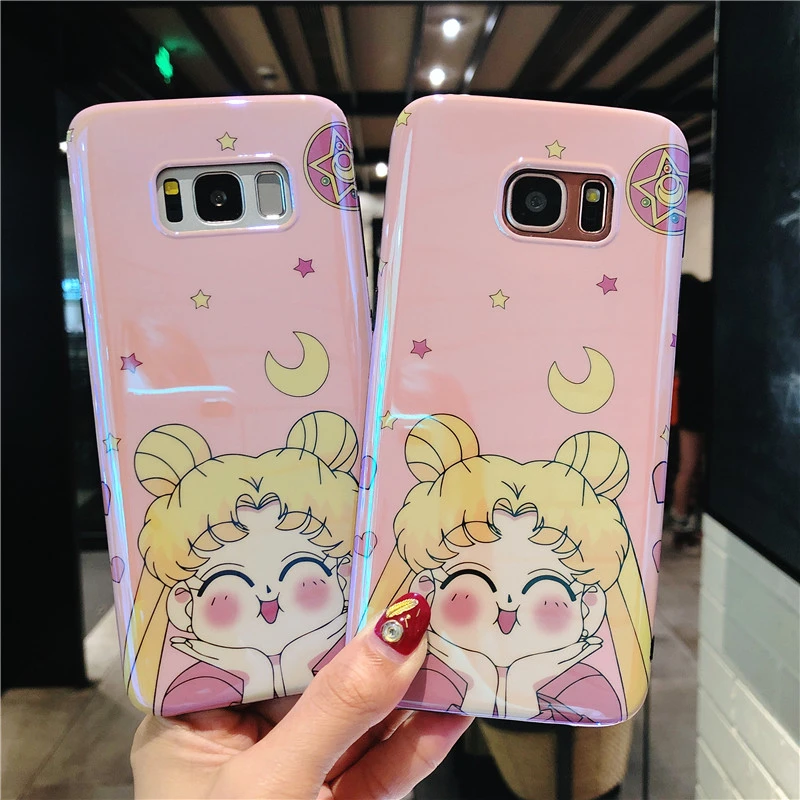 Милый чехол-накладка для samsung S9 S10 plus Sailor moon для samsung S8 S8plus note8 note9 S7edge, мягкая задняя крышка+ игрушка luna cat+ ремешок