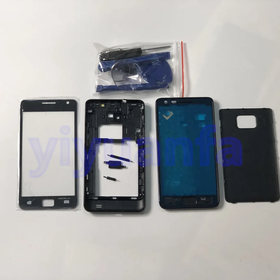 

Full Housing Case Middle Frame+ Back Cover+ Glass Lens Replacement Parts For Samsung Galaxy S2 I9100