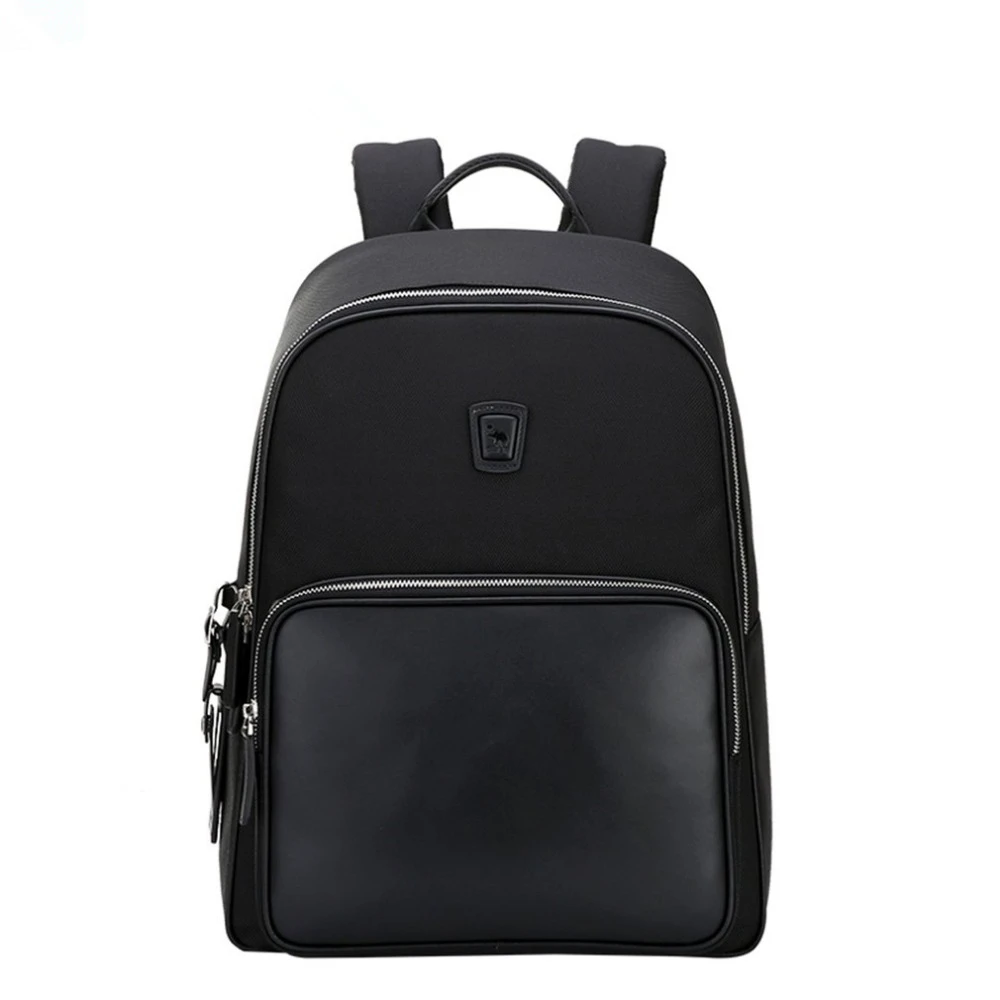 

Oiwas Large Capacity Men Women Nylon Backpack Casual Solid Color Business Bag College Travel School Notebook Bag Black