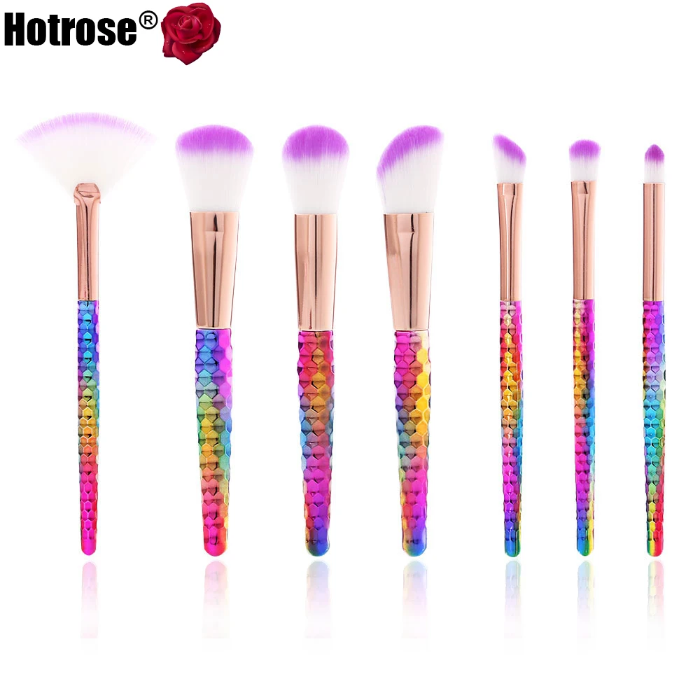 Clean Stock Makeup Brushes 7pcs Professional Purple Synthetic Cosmetic