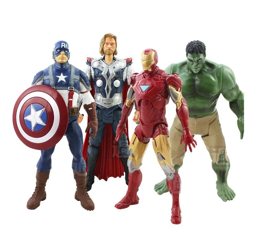 

NEW 4pcs/set Movable The Avengers 2 Action Figures Captain America Thor Hulk Iron Man 20cm Figures Toy Gifts IronMan Superhero