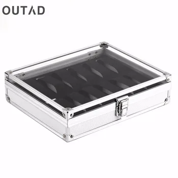 

Jewelry Watches Boxes Casket 12 Grid Slots Silver Display Square Case Aluminium Suede Inside Container Holder Organizer box 2018