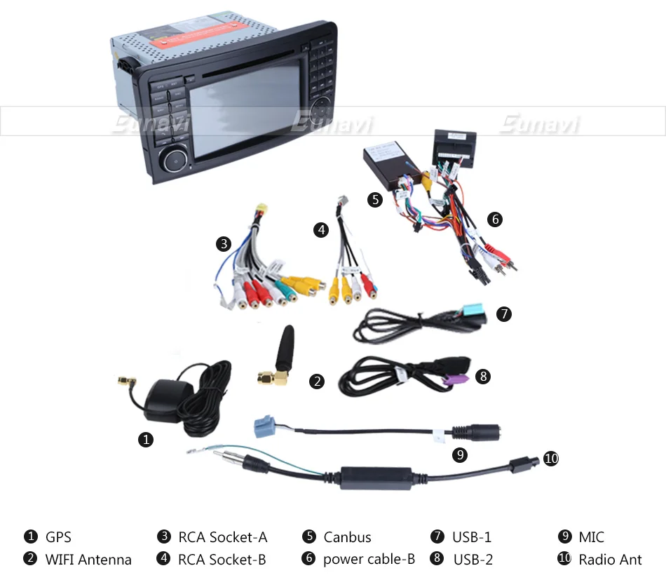 Discount Eunavi Android 7.1 WiFi GPS Navi Quad Core Blotooth Stereo Car DVD Player For Benz ML CLASS W164 ML300 ML350 ML450 ML500 31