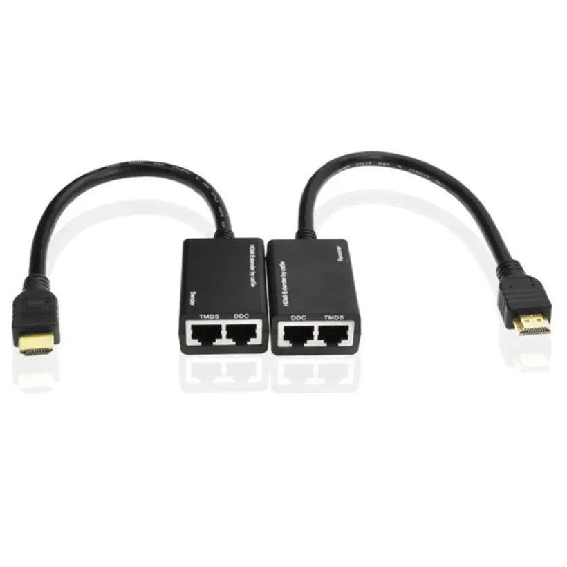 

Advanced 2019 New Black HDMI Over RJ45 CAT5e CAT6 LAN Ethernet Balun Extender Repeater Up to 100ft 1080P High Quality HDMI L0306