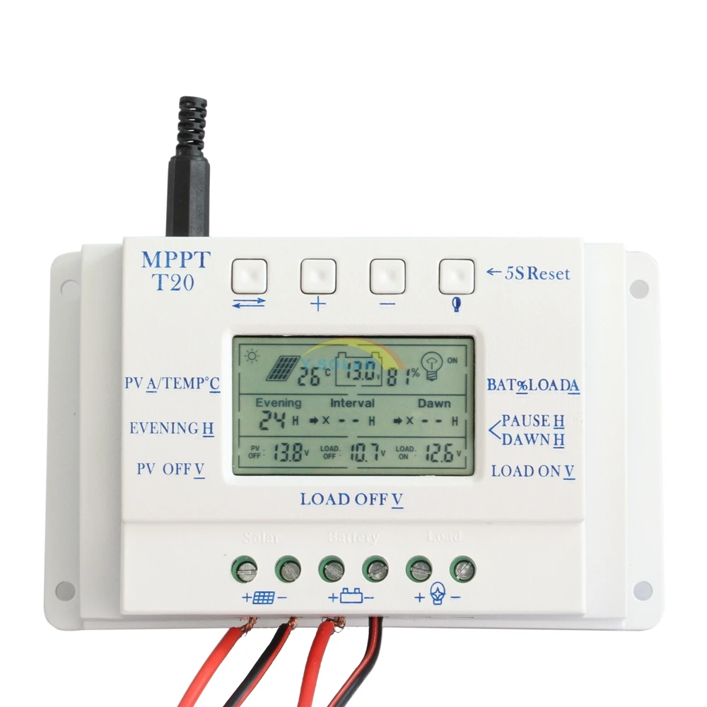 Günstig LCD Display 20A MPPT 12 v 24 v Solar Panel Batterie Regler Laderegler für Beleuchtung System Last Licht und Timer Control