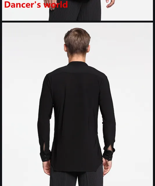 Long Sleeve Button Mens Latin Shirts Dance Top Ballroom Dancewear Latin Dance Costumes Stage Clothing For Men Ballroom Clothes -