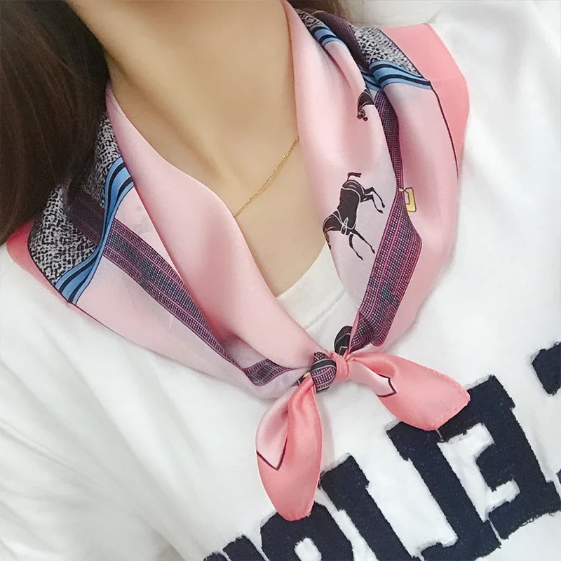 

2019 Spring New Line Small Square Scarf New Line Paragraph Vintage Ins Literary Small Scarf Women