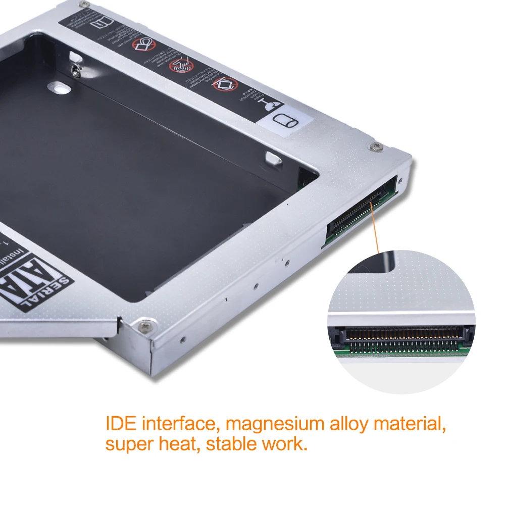  Original Universal 2nd HDD Caddy 12.7mm IDE to SATA 3.0 Adapter for 2.5