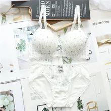 Японский комплект нижнего белья в стиле Лолиты, удобный тонкий и толстый бюстгальтер для девочек, милая чашка, без косточек, каваи белье, комплект из бюстгальтера и трусиков