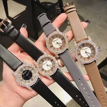 New Fashion Rose Gold Diamond Lady Watch Women New Rhinestone Dress Watches Luxury Leather Strap Women Quartz Watches 2018 Clock yaqin fashion elegant women s rhinestone quartz watch lady casual luxury dress bracelet watches diamond crystal clock