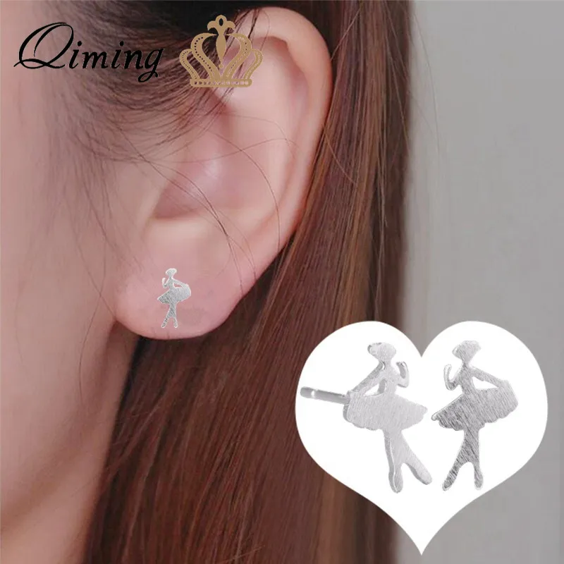 QIMING Ballet Ballerina Statement Earrings Korean Jewelry Brincos