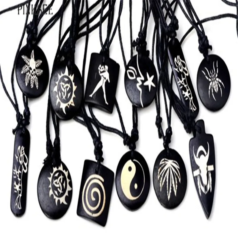 

PINKSEE Mixed 10Pcs/Lots Tibetan Style Leather Cord Pendants Neckalces Women Men Fashion Necklace Jewelry Accessories