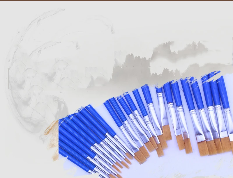 EZONE 1 шт., кисти для рисования для начинающих, масляные краски, акварельные плоские волосы, крючок, кисть, акрил, гуашь, рисование, школьные художественные принадлежности