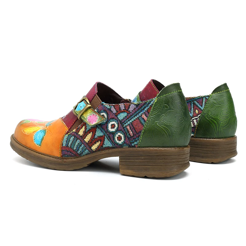 Mstacchi Chaussures Rétro Jaune Jacquard Femme Plat Véritable Casual Cuir Côté Zip Femmes Patchwork Bohème Dames 2019 Vintage Appartements SwxvqASOr