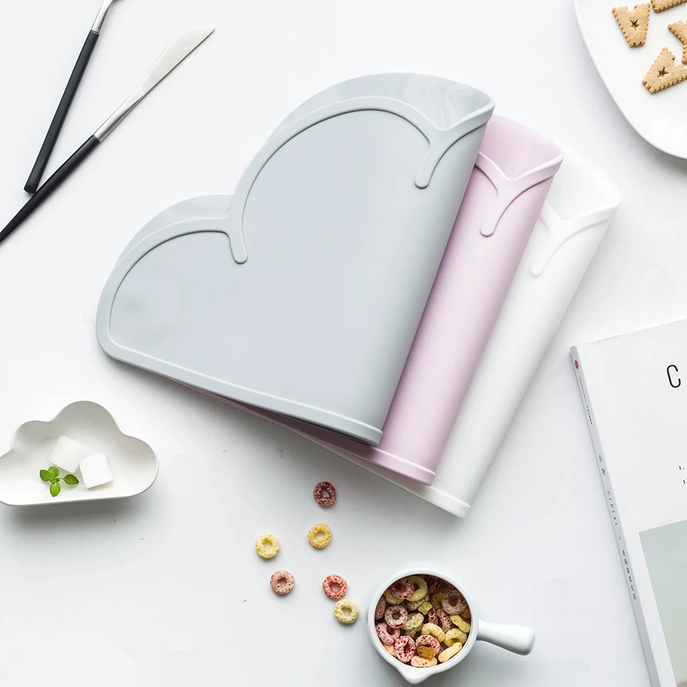 Cute Silicone Placemat FDA Bar Mat Baby Kids Cloud Shaped Plate Mat Table Mat BPA Free Waterproof Set Home Kitchen Pads 47x27cm
