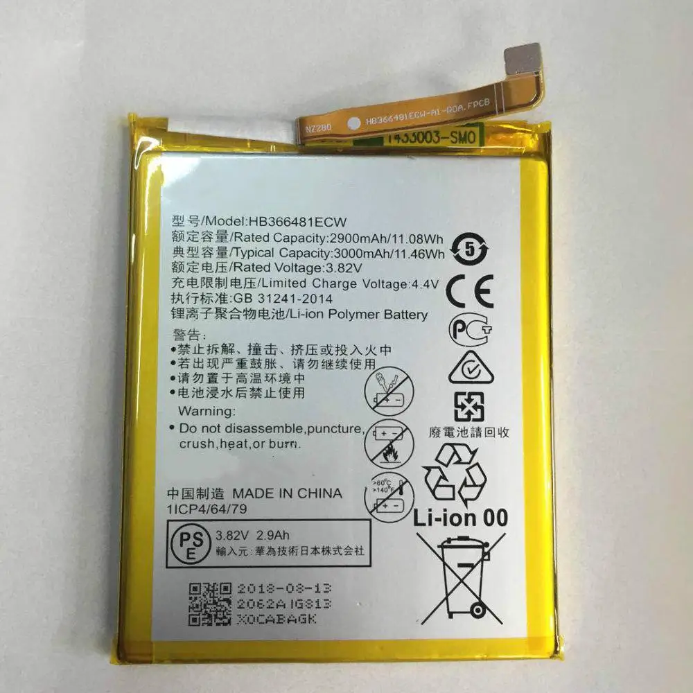 

100% original Real 3000mAh HB366481ECW For Huawei p9/p9 lite/honor 8/p10 lite/y6 II/p8 lite 2017 /p20 lite/p9lite battery