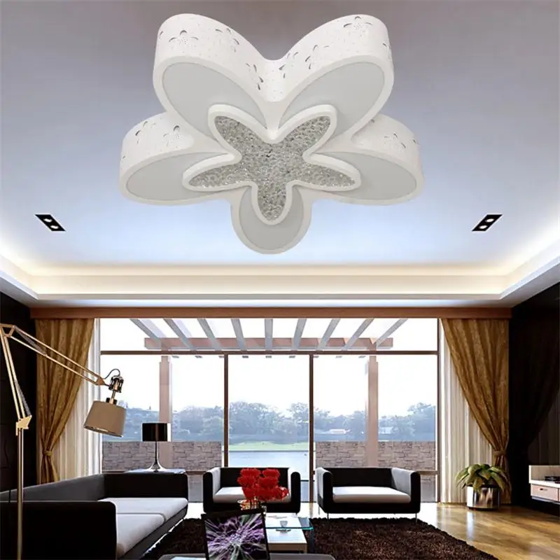 

Luxury Modern Crystal LED Chandelier Lighting Dimmable With Controller White Lamps Fixtures Iron Art Lighting Semiflush Mounted