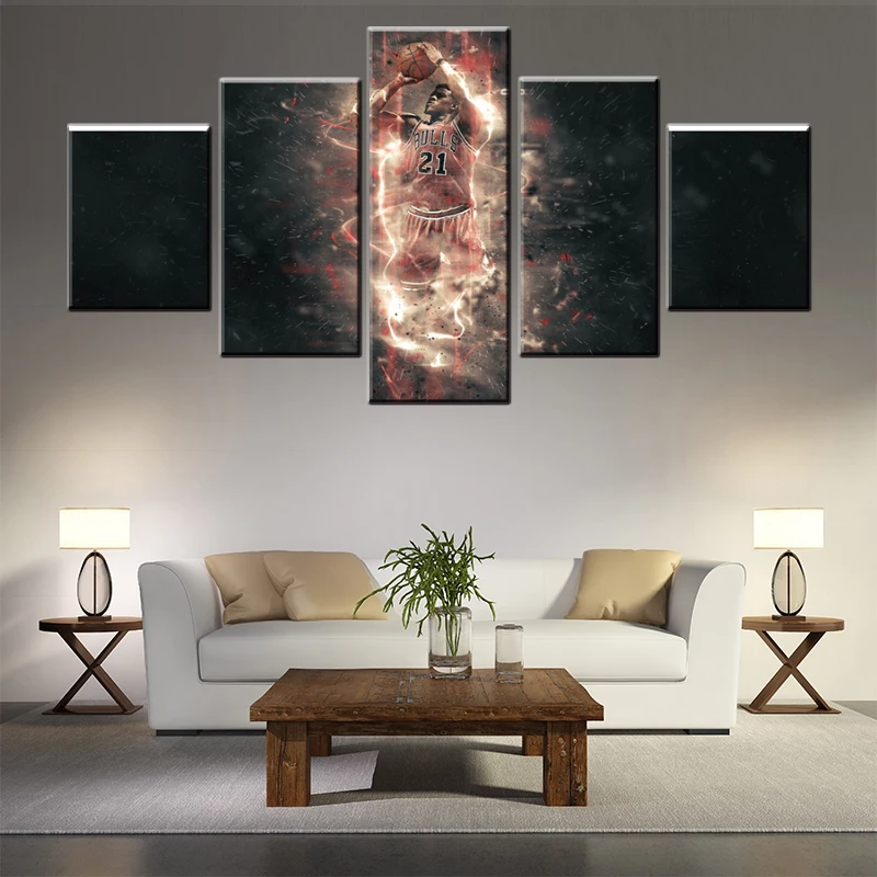tim duncan nba star canvas painting 5pcs wall art poster wall