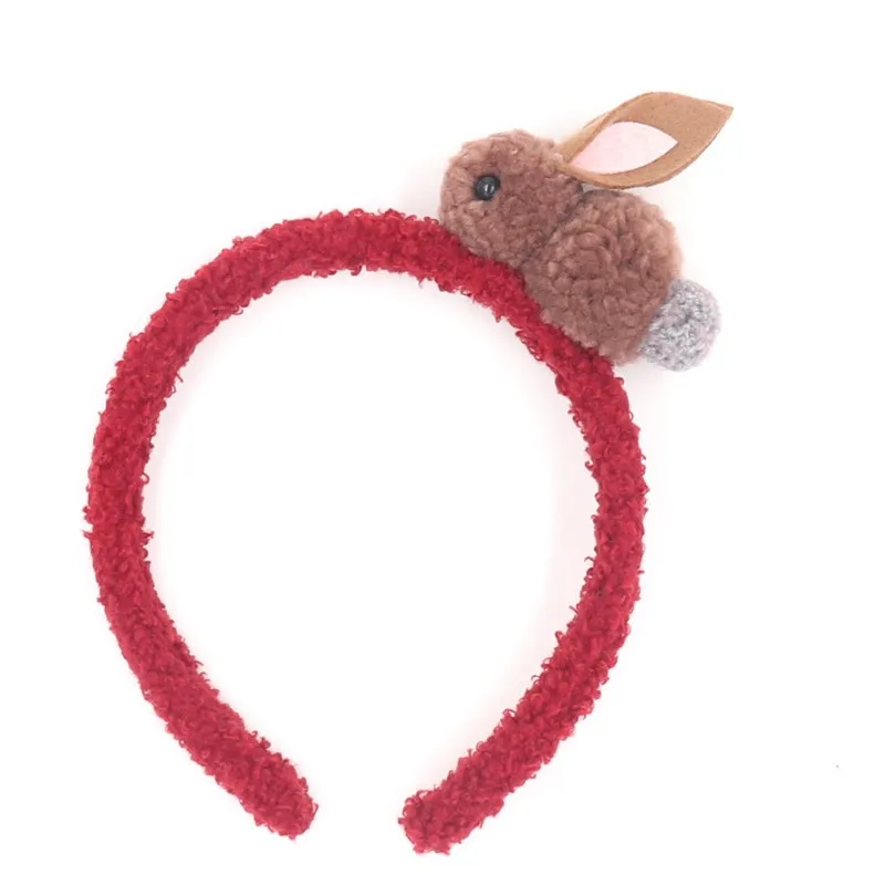 Корейский милый объемный обруч на голову кролика, Детская плюшевая повязка на голову, Детские аксессуары для волос для девочек, изысканные украшения для волос