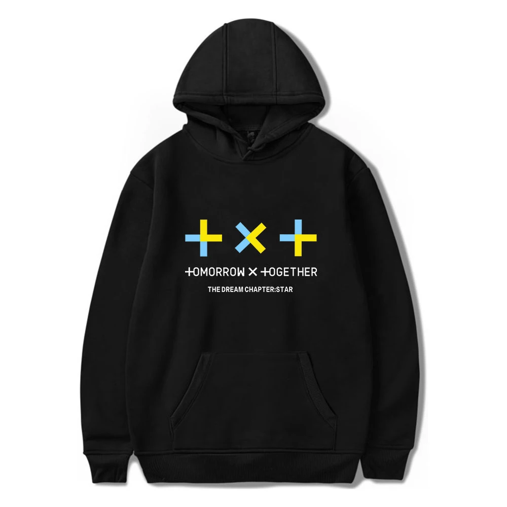 Kpop Txt明日 一緒にグループロゴyeonjunパーカートレーナーフード付き生き抜くプルオーバーカジュアルストリートスウェット パーカー スウェット Aliexpress