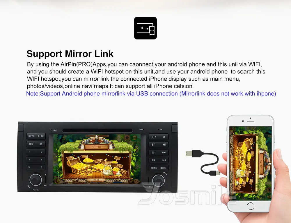 Cheap Josmlie 1 Din Car DVD Player For BMW E39 BMW X5 E53 M5 Audio Radio Multimeida GPS Navigation System Touch Screen Head Unit DAB+ 2