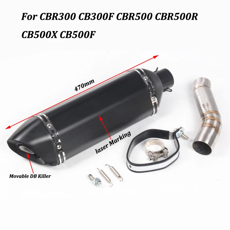 Для Honda CBR500 CBR500R CB500X CB500F мотоцикл глушитель модифицированный со средней связью трубы скольжения на