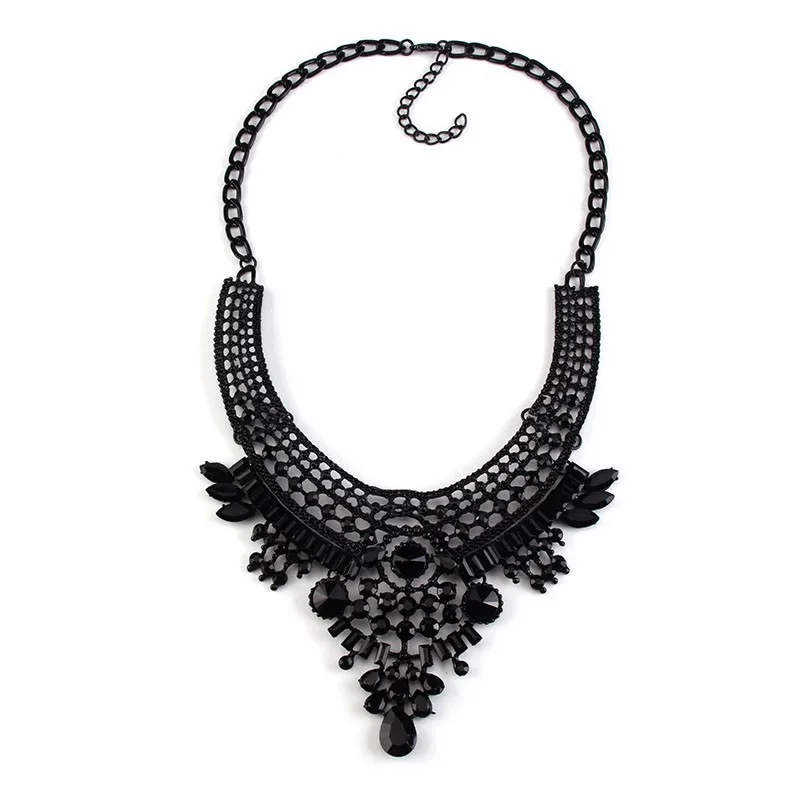 Лучшее женское черное богемное Роскошное винтажное ожерелье с кристаллами и подвеской, этнический металлический чокер со стразами, ожерелье 2799