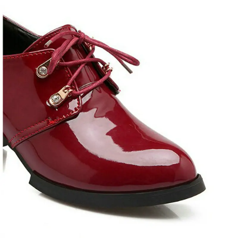QUTAA/Женская Осенняя обувь белого цвета женские туфли-лодочки на высоком квадратном каблуке; женская повседневная обувь из искусственной лакированной кожи на шнуровке размеры 34-43