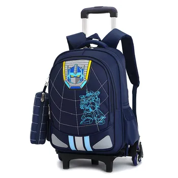 

2020 New student Trolley Backpack for Girls and Boys Fashion Orthopedic School Bags Waterproof Cartoon shoulder bag Mochila