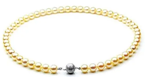 

Free Shipping >>>>2016 new 8-9mm natural south seas gold pearl necklace 18inch
