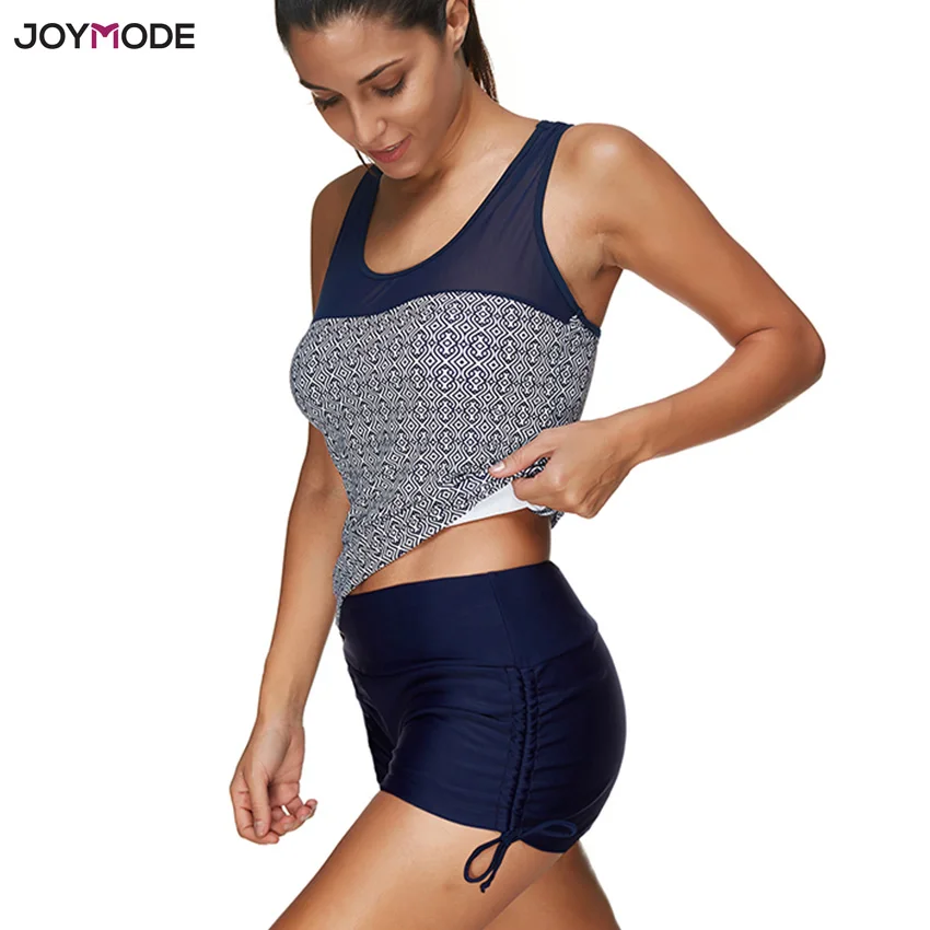 JOYMODE Women Swim Wear Two Piece Swimsuit Mesh Racerback Biquini Tank ...