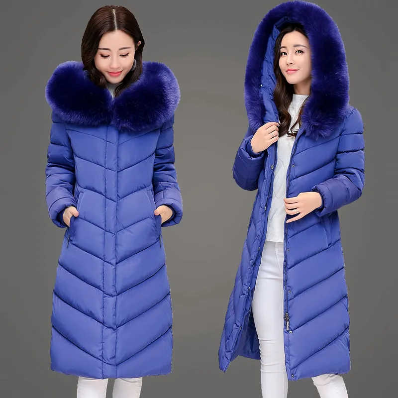 dark Veste Hiver Manteau Col Slim Bas Black red Vers Femmes Le Grande Long Purple Femelle blue Chaud Épais Genou Fourrure Taille La Version Coréenne De wBxfxq5Hd