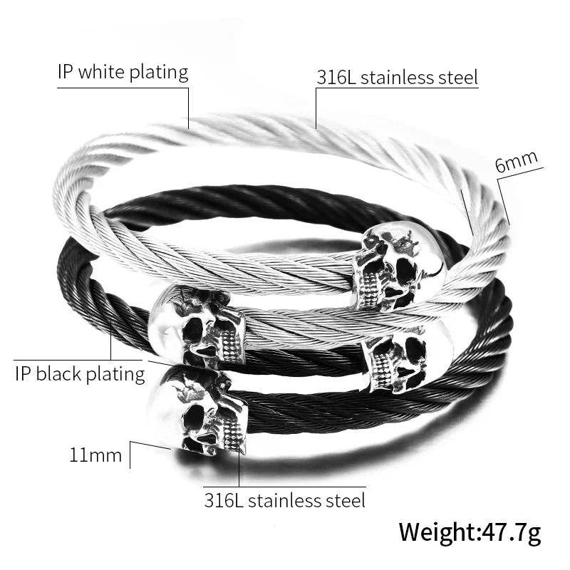 Bracelet Jewelry BEIER New Cool Punk Skull Bracelet For Man 316 Stainless Steel love Bangle Man's High Quality Jewelry BRG-012
