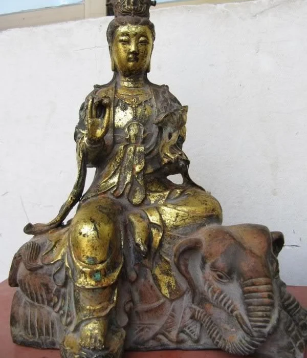 

Tibet Bronze manjusri samantabhadra Bodhisattva Statue