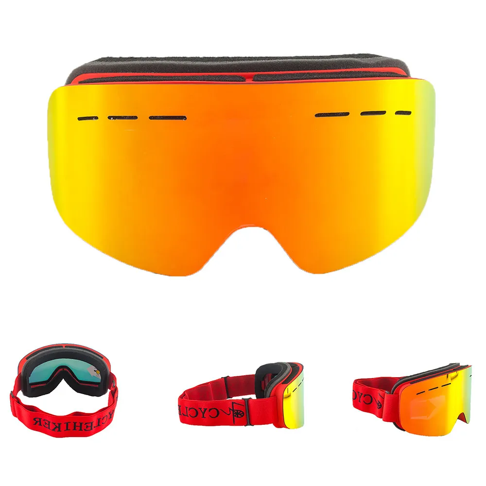 UV400 очки для сноуборда мужские женские лыжные очки противотуманные gafas ski googles skibril большие видения зимние снежные очки красный/серебристый/зеленый