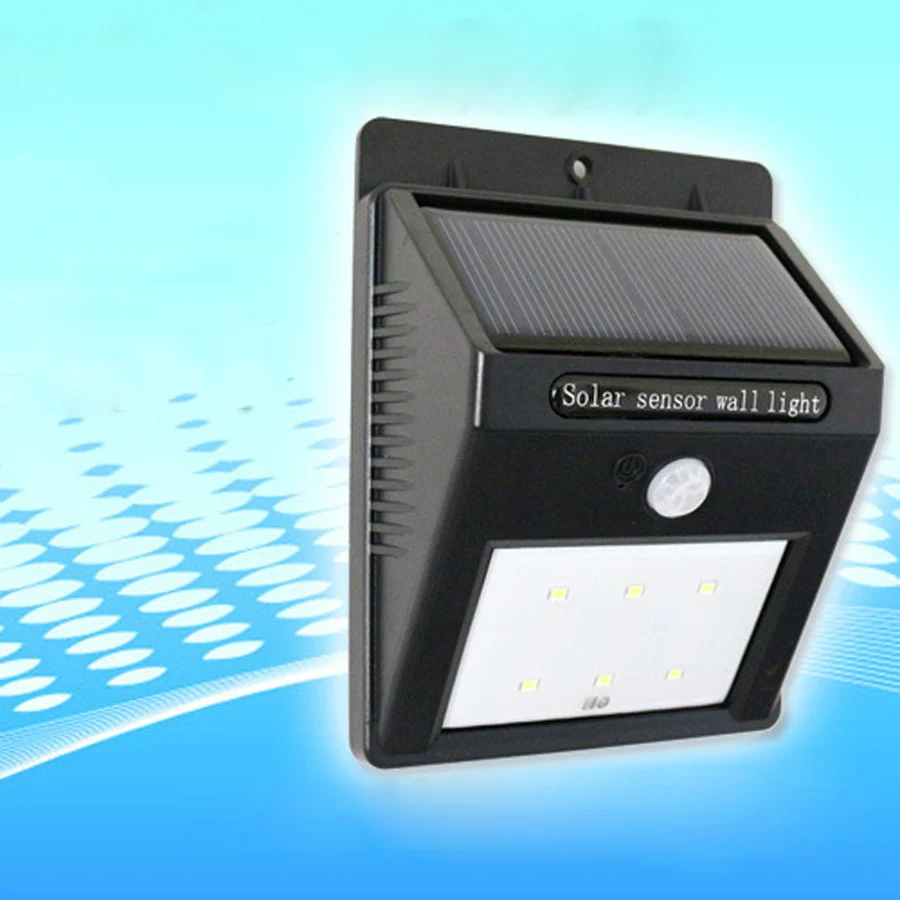 6 LED Solar Motion Sensor PIR Wall Mount Garden Light 100% solar powered White blubs Solar wall ...