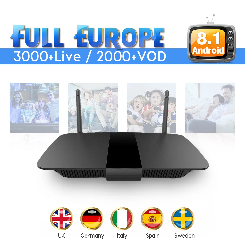 

IUDTV Q1504 IPTV Italy Spain Android 8.1 Set top TV with 1 Year Code IPTV Subscription H.265 2G 16G IPTV Sweden Germany Box
